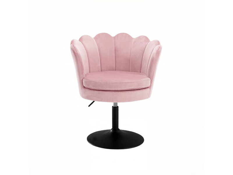  Fauteuil pivotant réglable en hauteur avec dossier et accoudoirs, en velours rose, 61,5 × 71-83 × 65 cm  - Conforama A