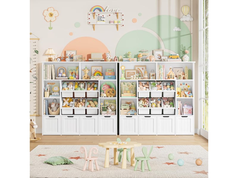  Meuble rangement enfant bibliothèque enfant tiroir roulant blanc  - Conforama E