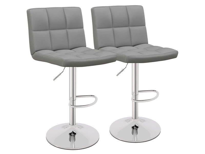  Lot de 2 tabourets de bar pivotants 42,5 x 43 x 96,5-116,5 cm confort ergonomique design épuré en similicuir gris 20_0012542  - Conforama A