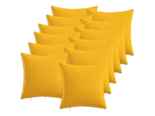 Lot de 12 coussins avec oreiller, coussins décoratifs heerlen jaune clair tissu cf50097