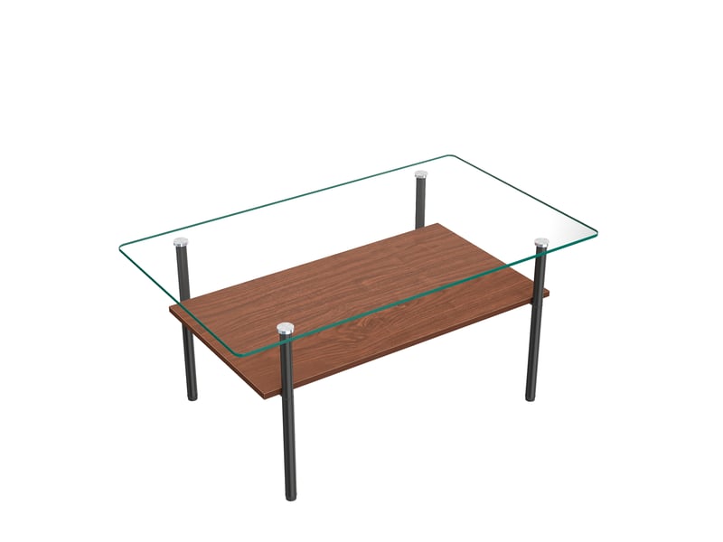  Table basse rectangulaire 98cm verre trempé et bois avec étagère – design moderne et 2 niveaux  - Conforama D