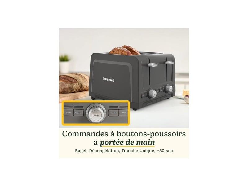  Grille-pain 4 tranches extra larges stone grey CUI3030050204506 - Conforama B