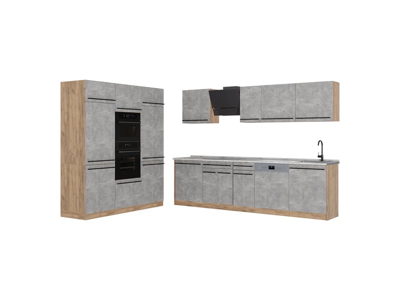 Vicco cuisine, bétonchêne doré, 180cm plan de travail marbre  - Conforama A