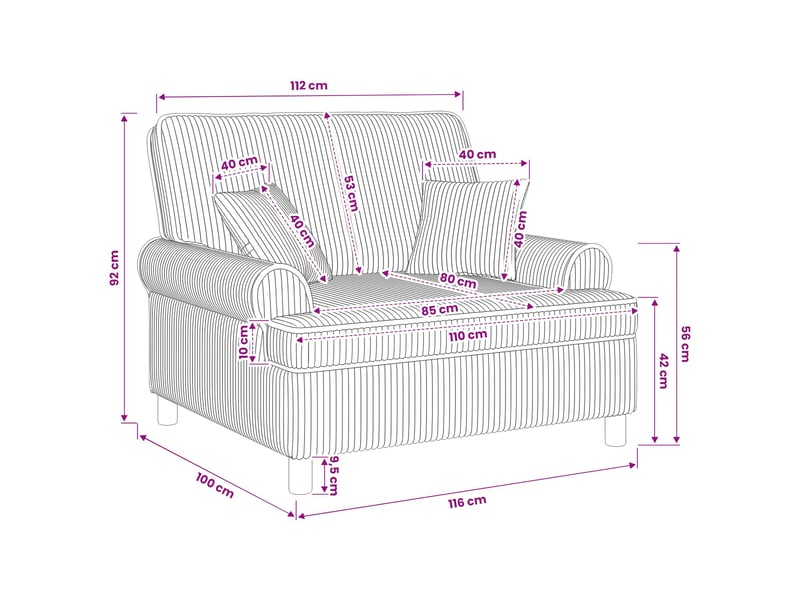  Vidaxl fauteuil xxl avec coussins gris foncé tissu à 1,5 lignes  - Conforama C
