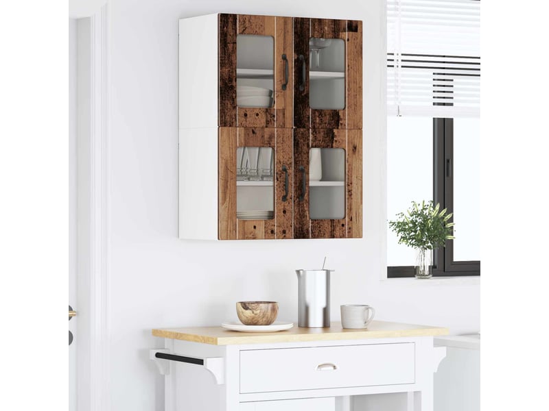  Cabinet en verre mural 2 pcs bois ancien bois d'ingénierie shl5822  - Conforama D