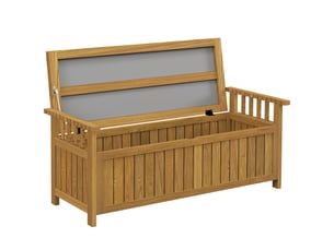 Banc de jardin 2 places en bois avec rangement de 151l banc d'extérieur avec accoudoirs 128,5 x 56 x 53,5 cm marron