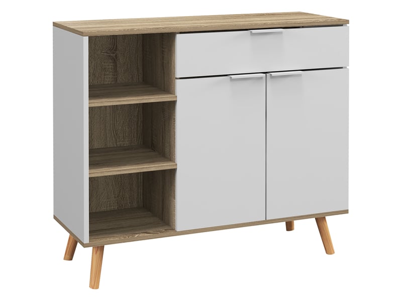  Meuble de rangement buffet cuisine 1 tiroir 1 placard double porte 3 étagères réglables blanc 95 x 35 x 85 cm  - Conforama B