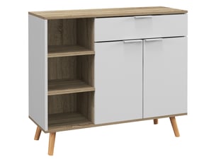 Meuble de rangement buffet cuisine 1 tiroir 1 placard double porte 3 étagères réglables blanc 95 x 35 x 85 cm