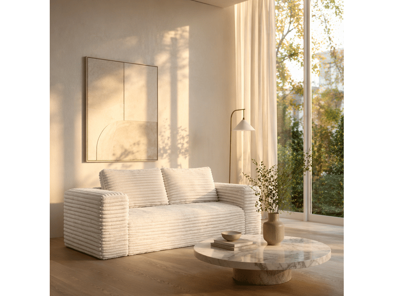  Canapé de sol tcqpz 2 places 160 x 88 x 58 cm sans montage en velours côtelé beige  - Conforama E