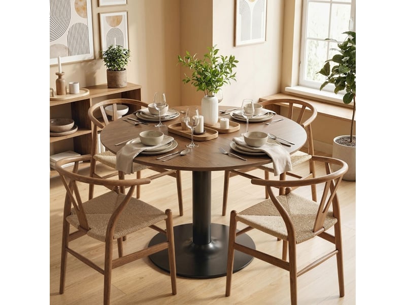 Table à manger ronde 6 personnes ø110 cm evryae - Conforama C