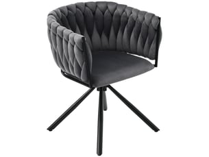 Lot de 6 chaises de salle à manger en velours, avec accoudoirs, pivotantes, pieds en métal, moderne, gris+noir
