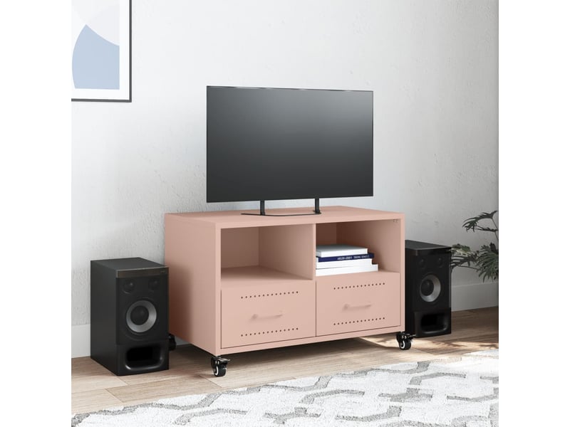  Meuble tv - banc tv - meuble de rangement rose 68x39x43,5 cm acier  - Conforama C
