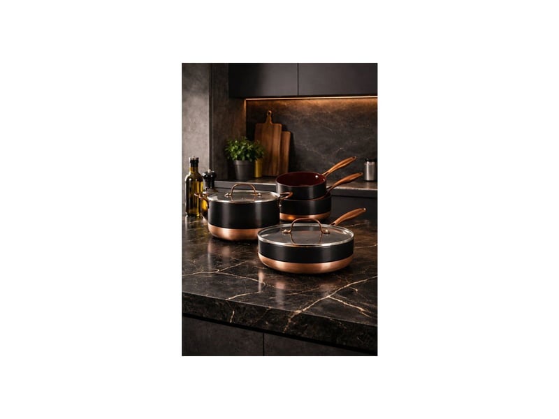  Batterie de cuisine induction 13 pieces aluminium noir copper ceramique antiadhesive MEN3256391055113 - Conforama C