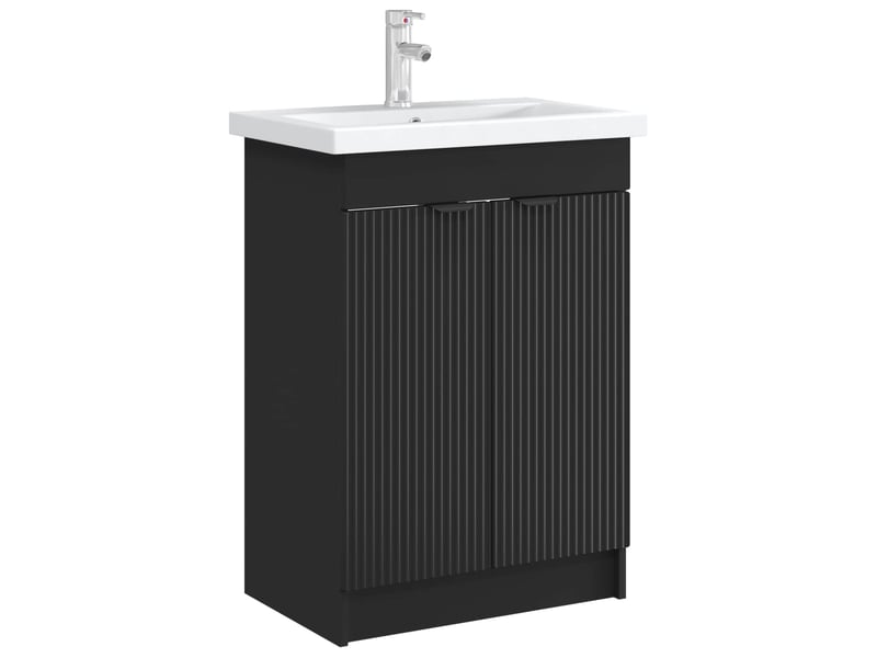  Armoire sous évier de salle de bain, meuble de rangement noir 78.5x37.5x81 cm shl4526  - Conforama C