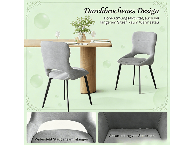 Lot de 2 chaises de salle à manger,43x40x86 cm,chenille,grise - Conforama E