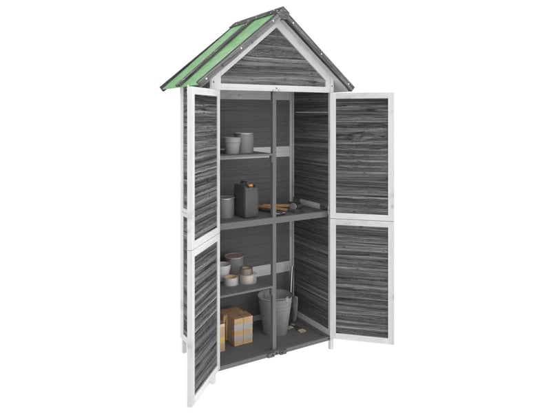 Abri à outils de jardin | armoire à outils gris 89x52,5x175 cm bois massif pin - Conforama C