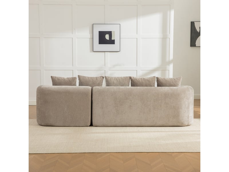 Canapé d'angle modulable en chenille 3 places gris - sans montage assise moelleuse  - Conforama B