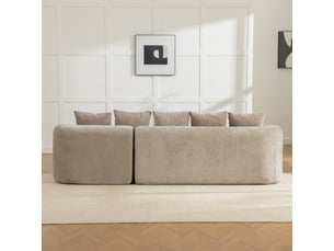 Canapé d'angle modulable en chenille 3 places gris - sans montage assise moelleuse