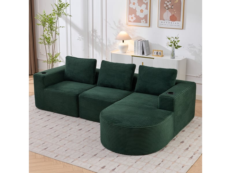 Canapé 2 places, canapé de salon, 265 cm, porte-gobelets, mobilier pour espace de vie, pour salon et séjour  - Conforama E