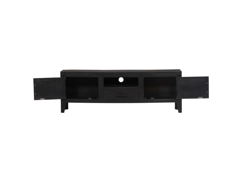  Meuble tv - banc tv - meuble de rangement noir 118x30x40 cm bois de manguier massif  - Conforama C