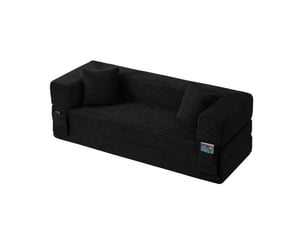 Canapé droit compressé convertible  Fay Lum 2 places Velours côtelé noir