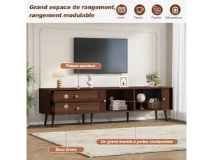 Meuble tv coloris bois foncé 180 cm <strong></strong> <strong></strong>