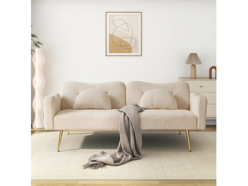  Canapé-lit 2 places 175x79x82 cm dossier réglable bois beige naturel sans matelas  - Conforama B