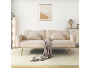 Canapé droit convertible <strong>FLORAGRACE</strong> <strong></strong> 2 places Tissu bouclette beige