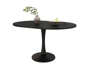 Table extensible ovale noire 100-140 x 100 cm
