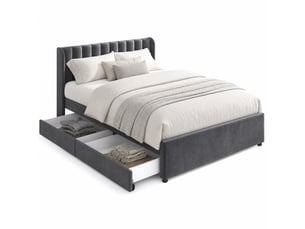 Lit avec rangement 180x200 cm coloris gris