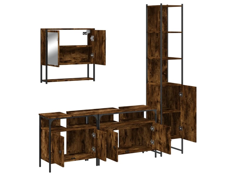  Ensemble de meubles de salle de bain 4 pcs chêne fumé bois cf63852  - Conforama D