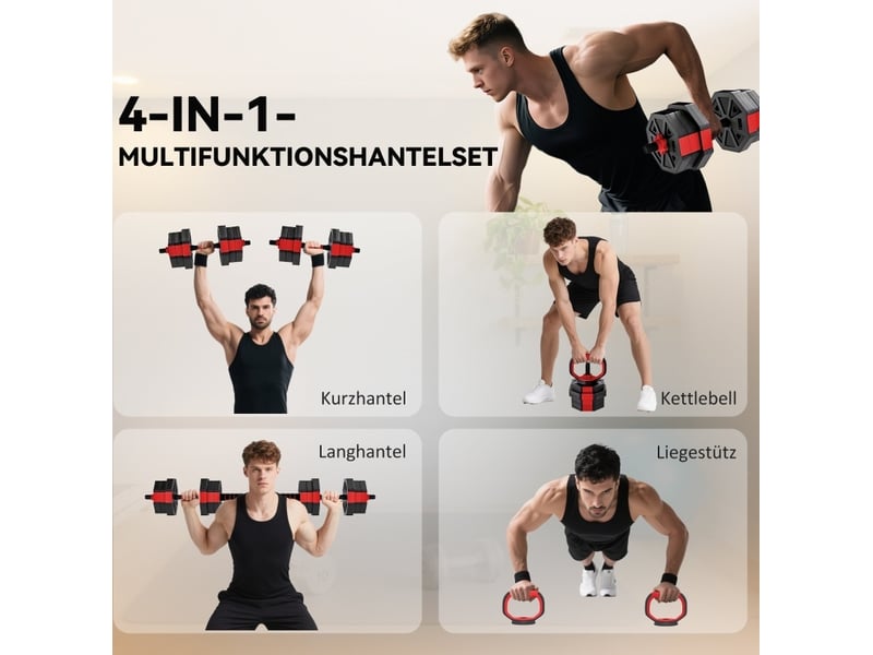  Set de musculation 4-en-1 réglable 20 kg 100x18x18 cm rouge  - Conforama B