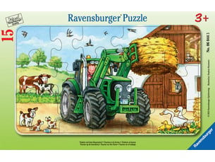 Puzzle cadre 15p  tracteur à la ferme