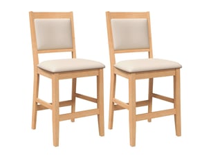 Lot de 2 tabouret de bar avec coussins en bois massif naturel et caoutchouc shl89823