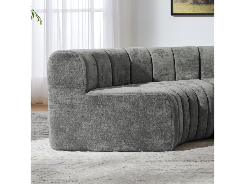 Canapé d'angle modulable 4 places convertible chenille grise modules multifonctions confort moelleux - Conforama D