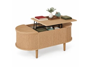 Table basse ovale coloris bois clair VLIVRA  - 48 cmx100 cm