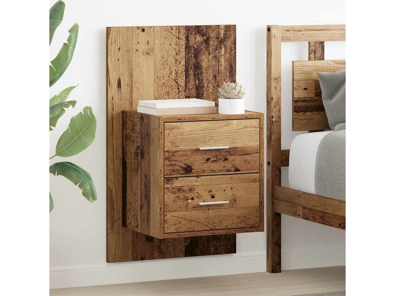 Table de chevet mural 2 pièces bois ancien 48,5 x 32,5 x 80 cm - Conforama B