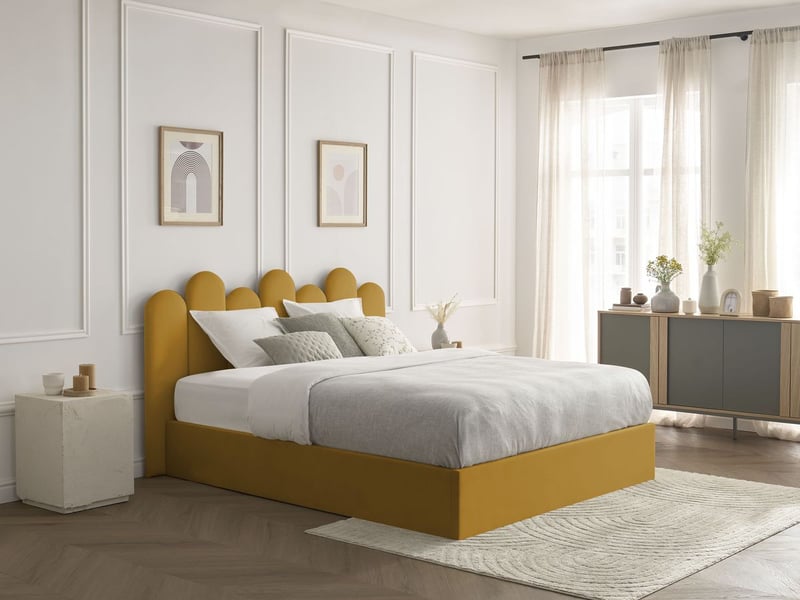  Bobochic lit coffre badja velours jaune 160x200 BADJA - Conforama B