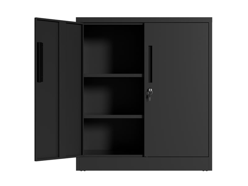  Armoire de rangement 80x40x90 cm noire en acier, 2 portes verrouillables pour bureau et garage  - Conforama D