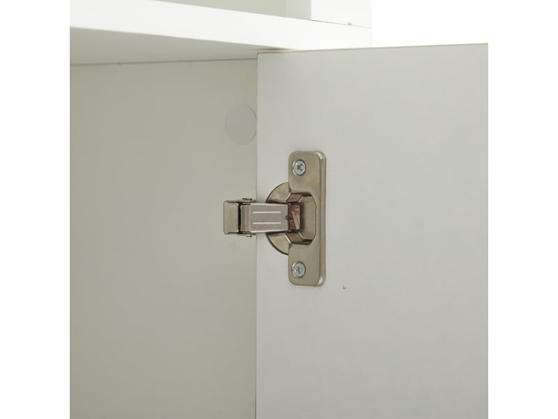Vitrine led blanche laquée 100x35x170 cm meuble rangement salon verre trempé mdf moderne - Conforama D