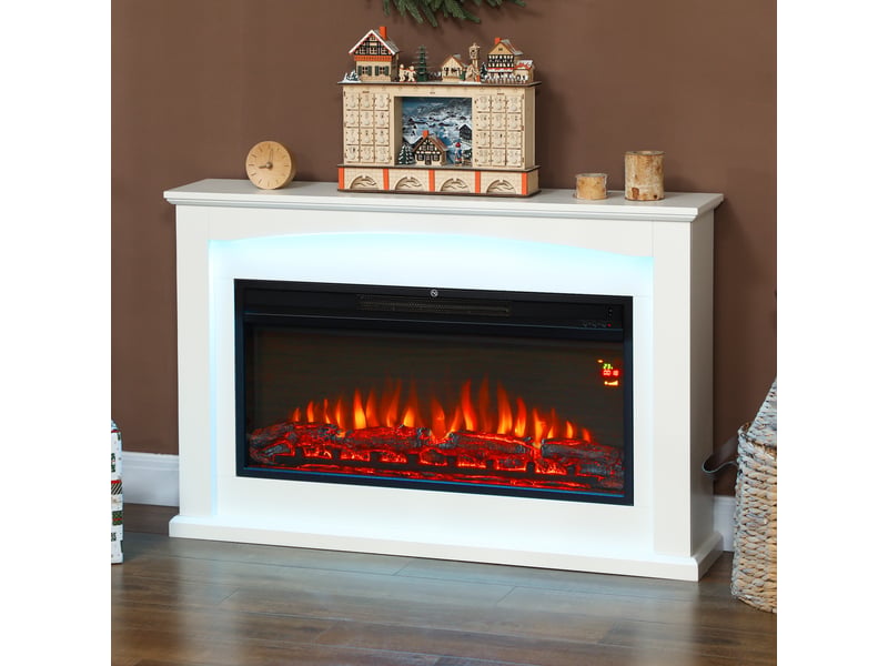  Cheminée électrique effet flamme blanche, 1000 w2000 w, 121 x 25 x 77 cm  - Conforama D