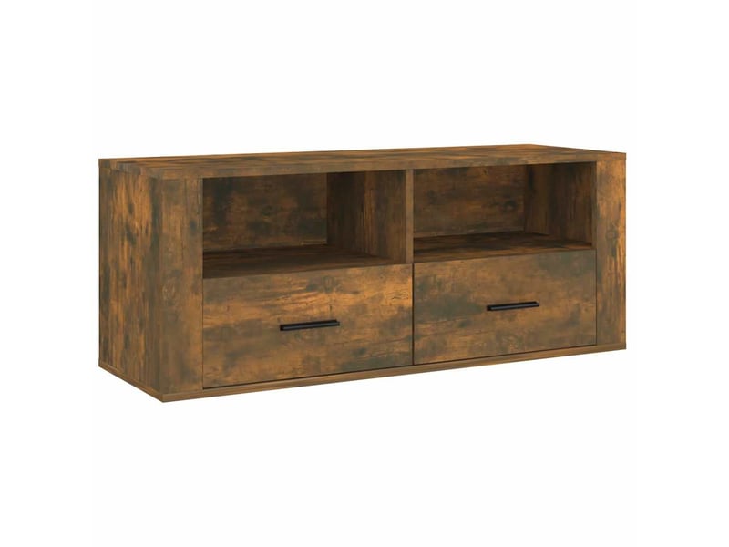  Meuble tv - banc tv - meuble de rangement chêne fumé 100x35x40 cm bois d'ingénierie  - Conforama A