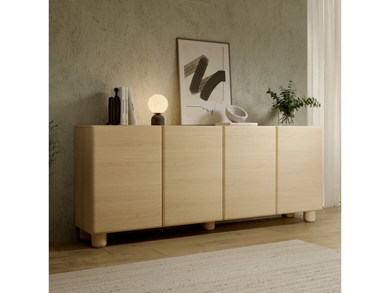  Buffet hamomole, commode 4 étagères, 200x38x80h cm chêne marron Hamomole - Conforama B