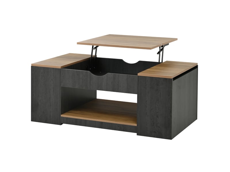  Table basse relevable 109.5x59.7 cm grise et marron effet bois avec rangement  - Conforama A