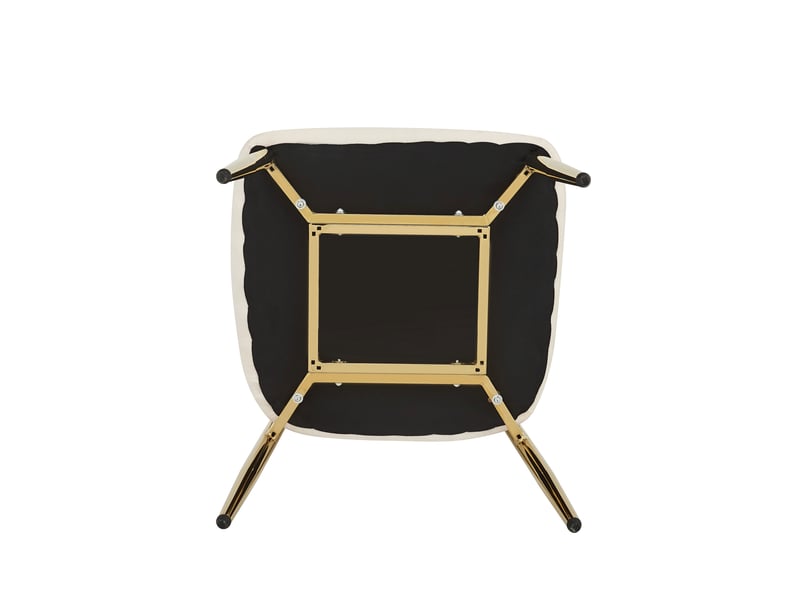  Lot de 4 chaises de salle à manger modernes 51x50x81cm - chaises rembourrées avec piétement doré, charge 125kg, style élégant - blanc et doré  - Conforama W