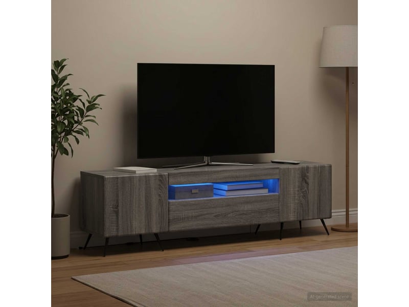  Meuble tv - banc tv - meuble de rangement led sonoma gris bois d'ingénierie  - Conforama D
