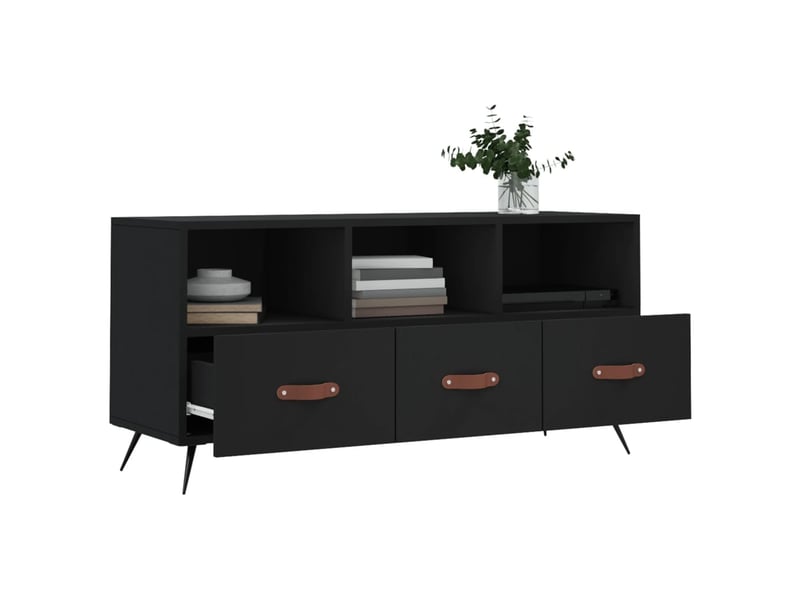  Meuble tv - banc tv - meuble de rangement noir 102x36x50 cm bois d'ingénierie  - Conforama D