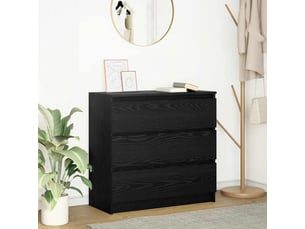 Buffet - bahut - meuble de rangement chêne noir 80x35x76 cm bois d'ingénierie