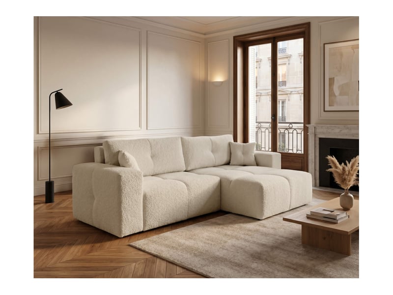  Celine - canapé d'angle convertible et réversible 4 places en bouclette  - Conforama B