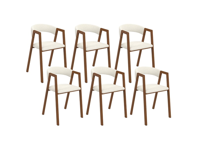  Lot de 6 chaises camille en métal effet noyer et tissu bouclette avec accoudoirs  - Conforama A